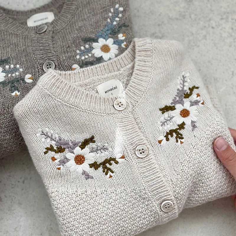 Girls Knitted Flower Cardigan