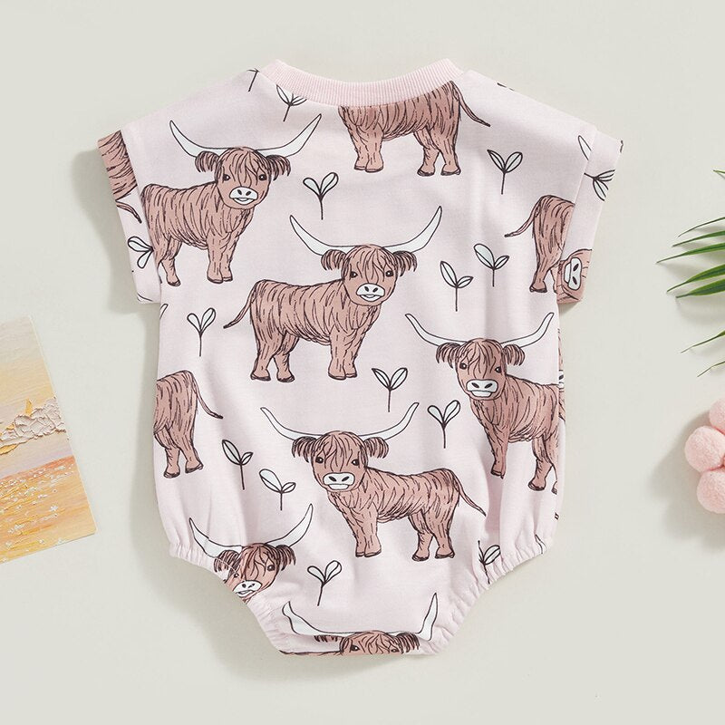 Highland cow baby romper