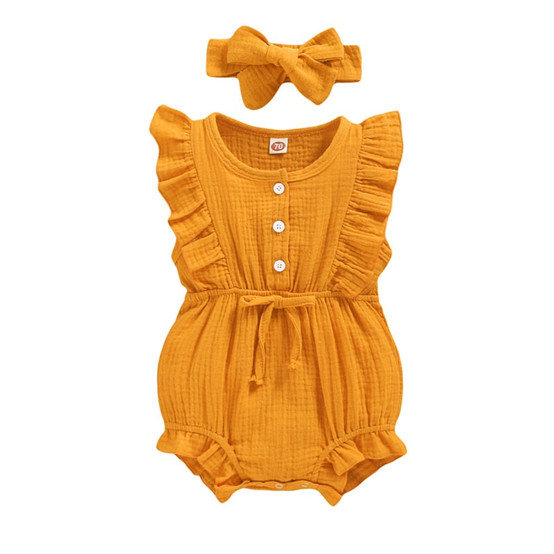 Summer Baby Girls Romper + Headband