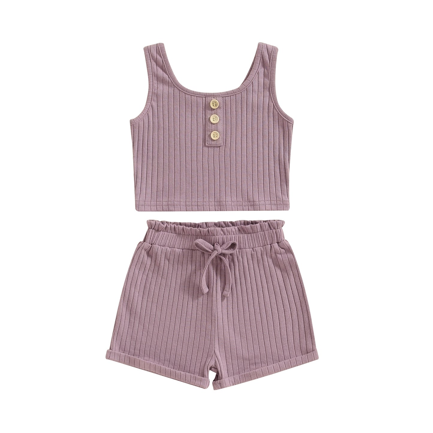 Girls Ribbed Vest and Shorts Set