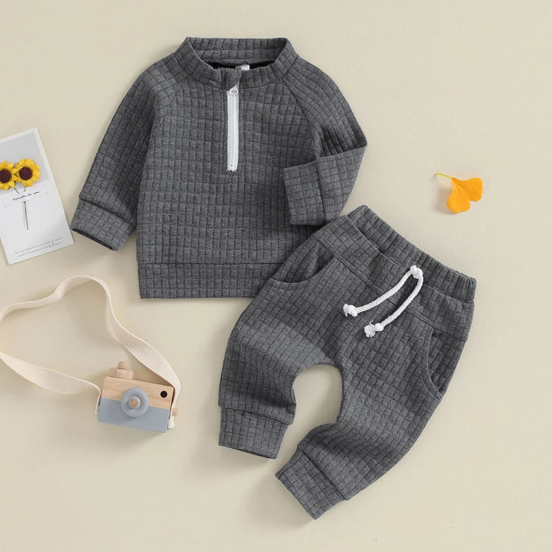 Boy Grey Casual Long Sleeve Tracksuit Set