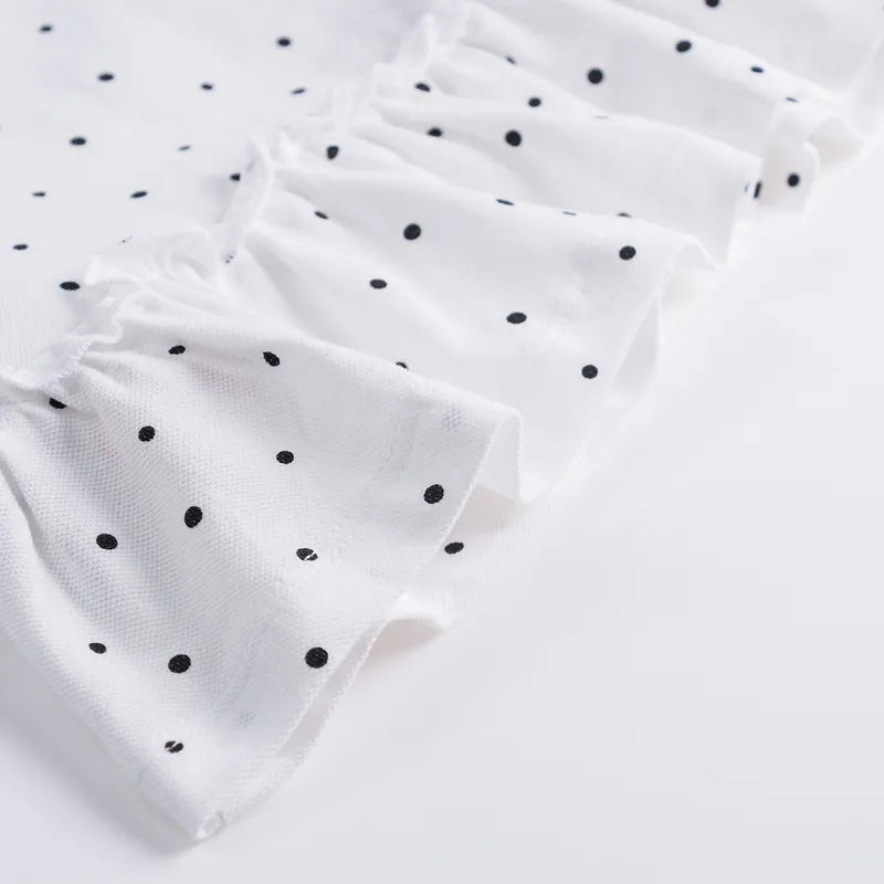 Girls White and Black Spots Polo Dress