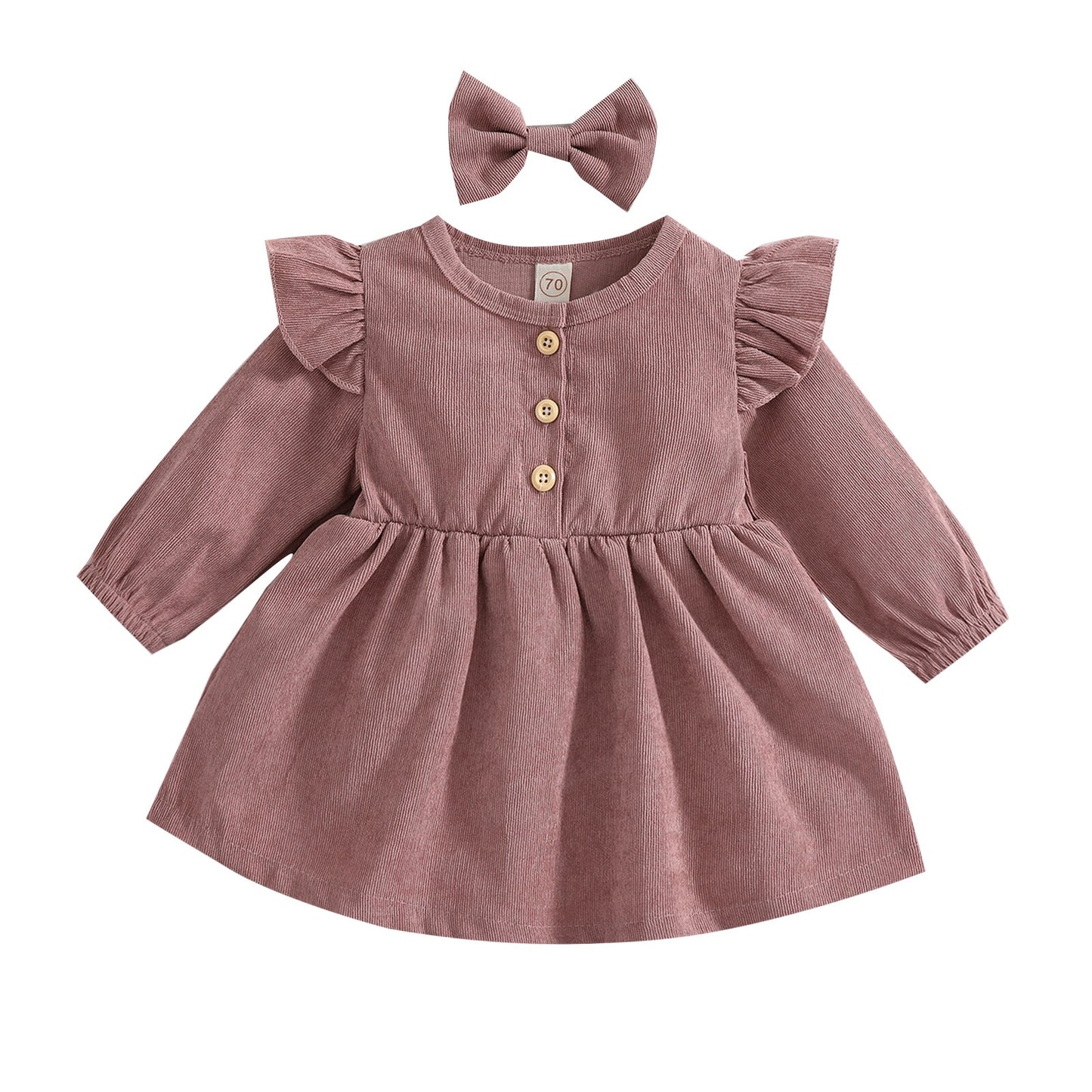 Girls Long Sleeve Ruffle Dress