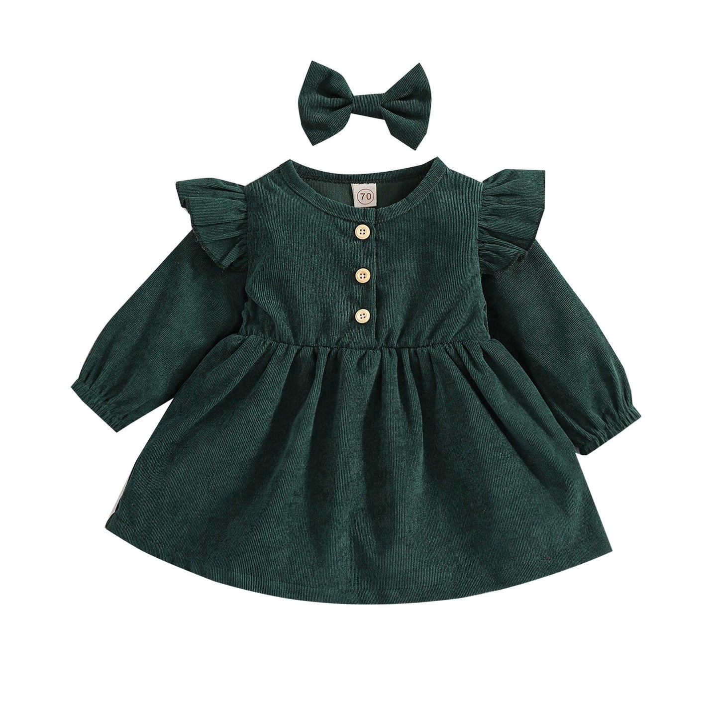 Girls Long Sleeve Ruffle Dress