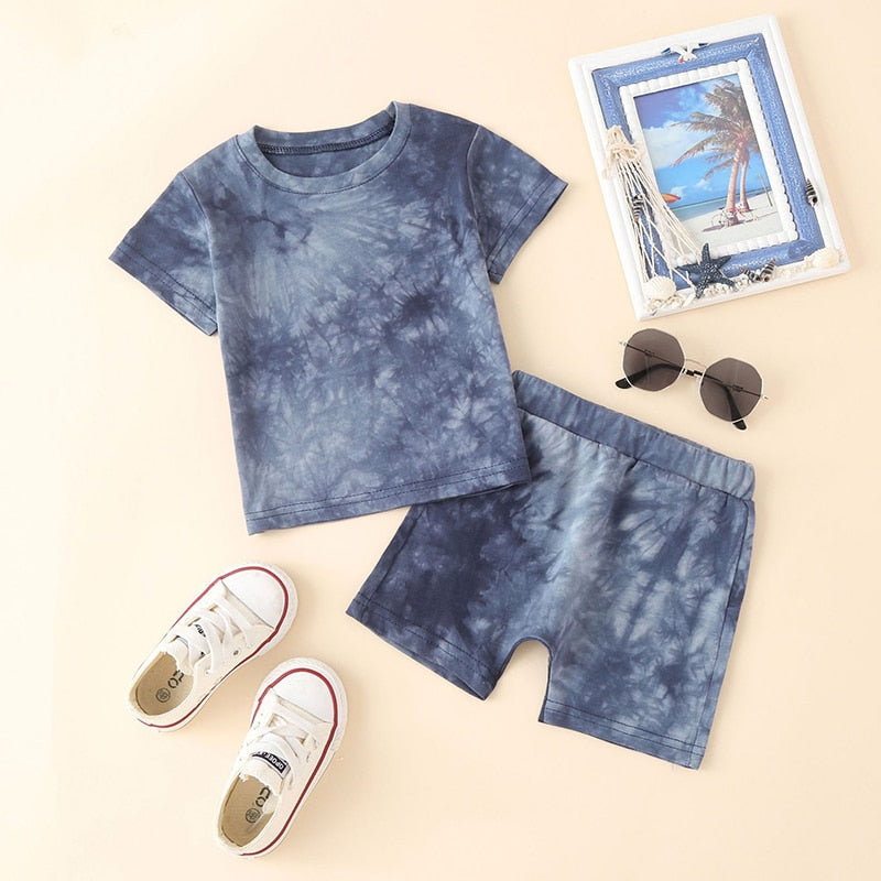 Tie-dye Short Sleeve Tops and Shorts