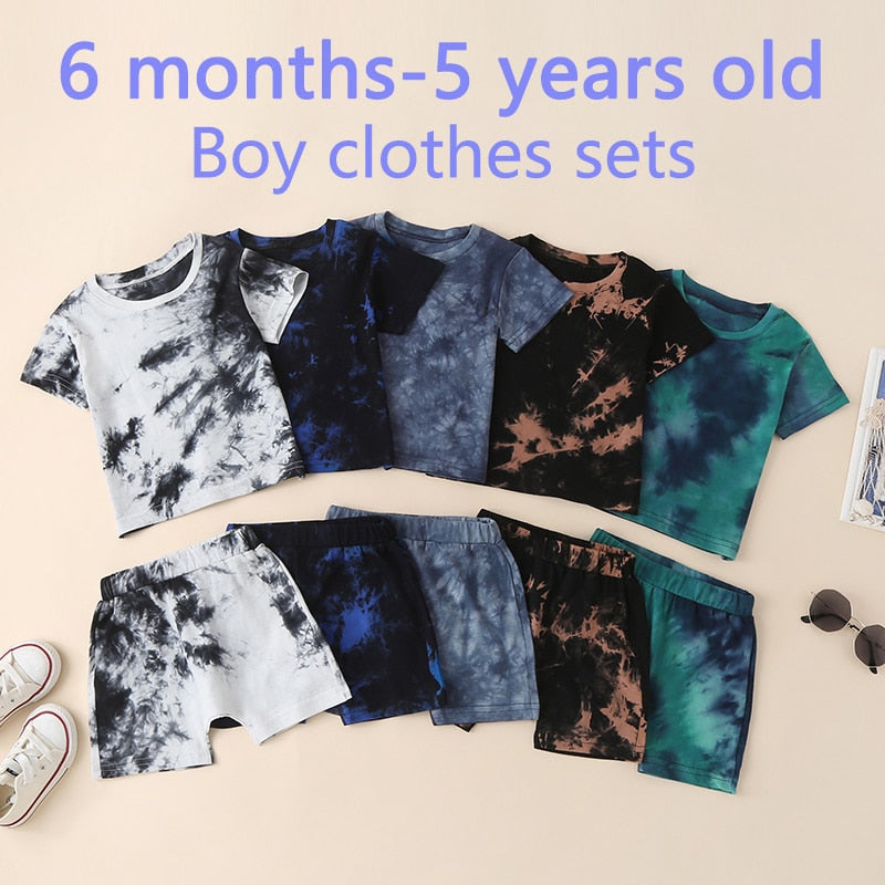 Tie-dye Short Sleeve Tops and Shorts