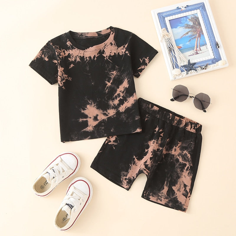 Tie-dye Short Sleeve Tops and Shorts