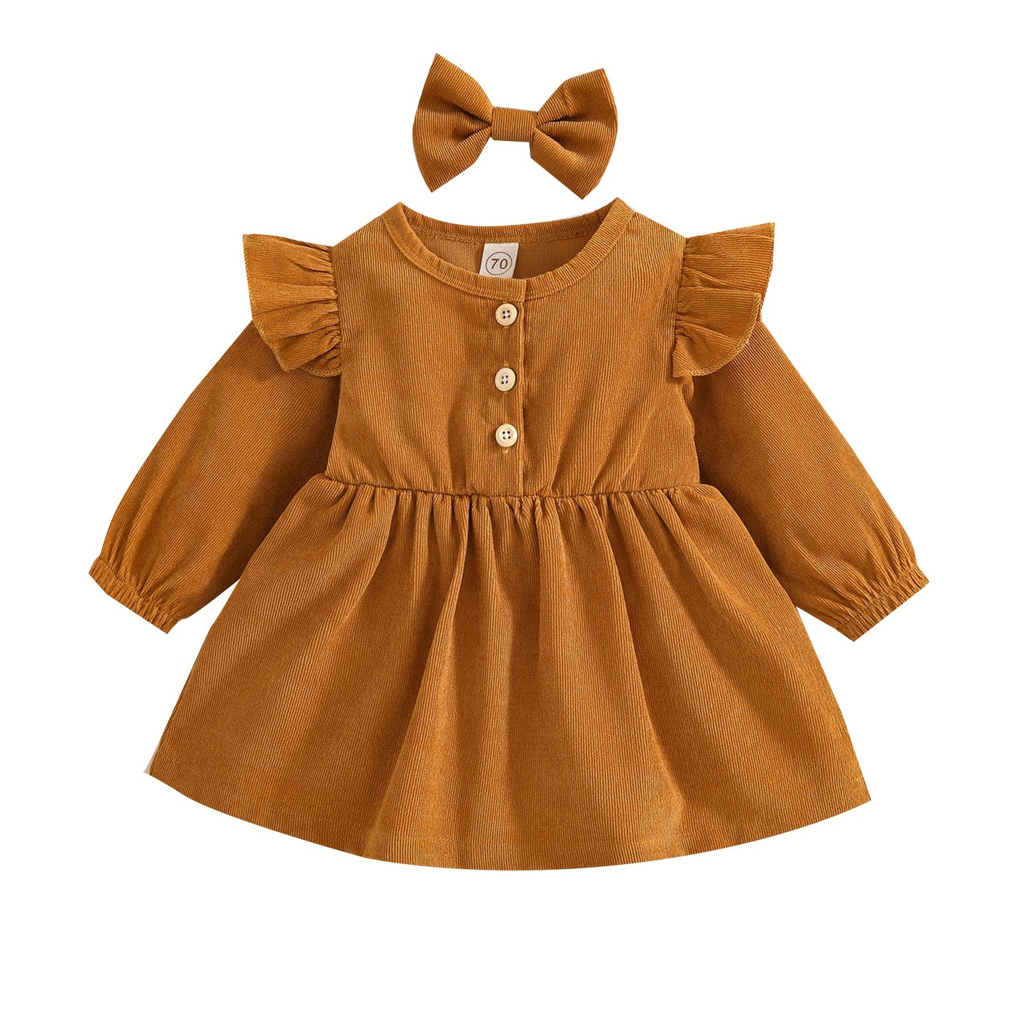 Girls Long Sleeve Ruffle Dress