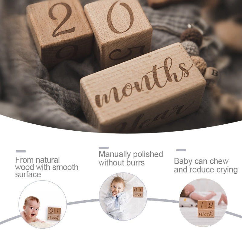 Baby Milestone Wooden Blocks