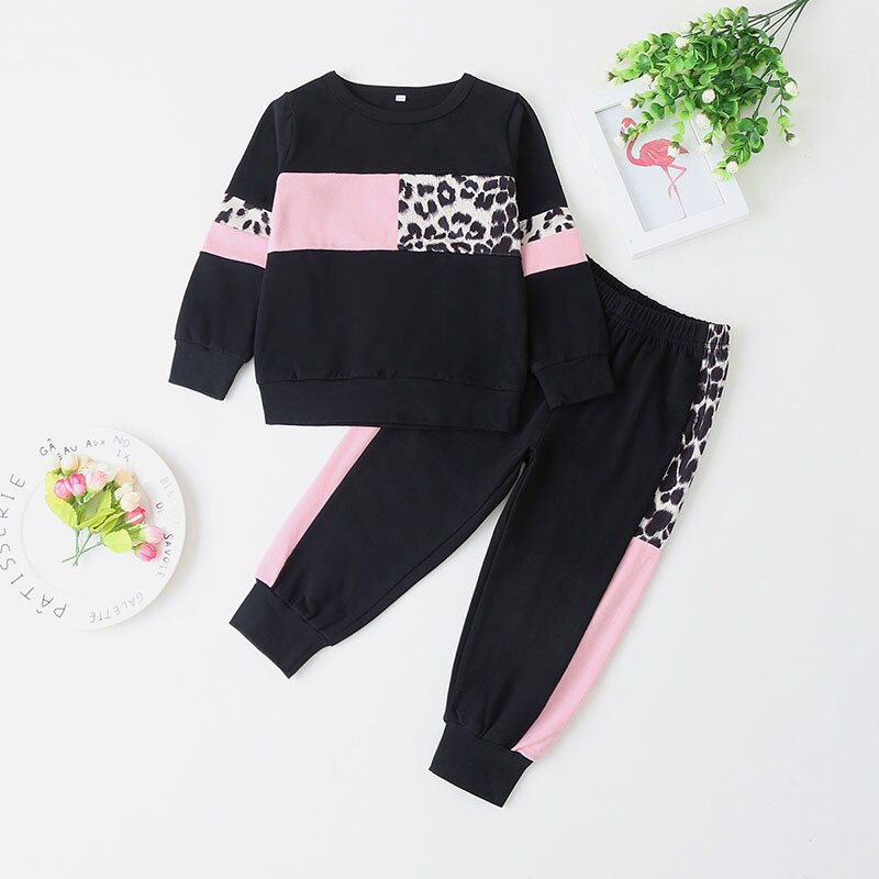 Girls Leopard Print Lounge Set