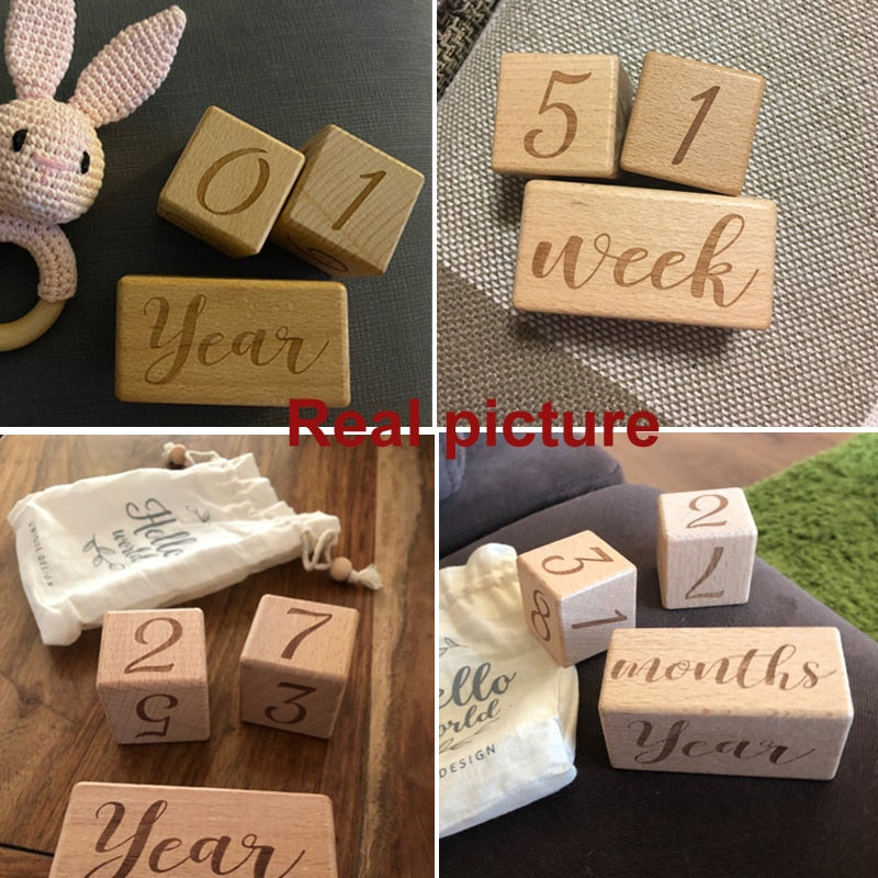 Baby Milestone Wooden Blocks