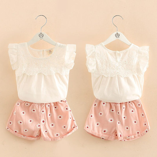 Girls Flower short and top set