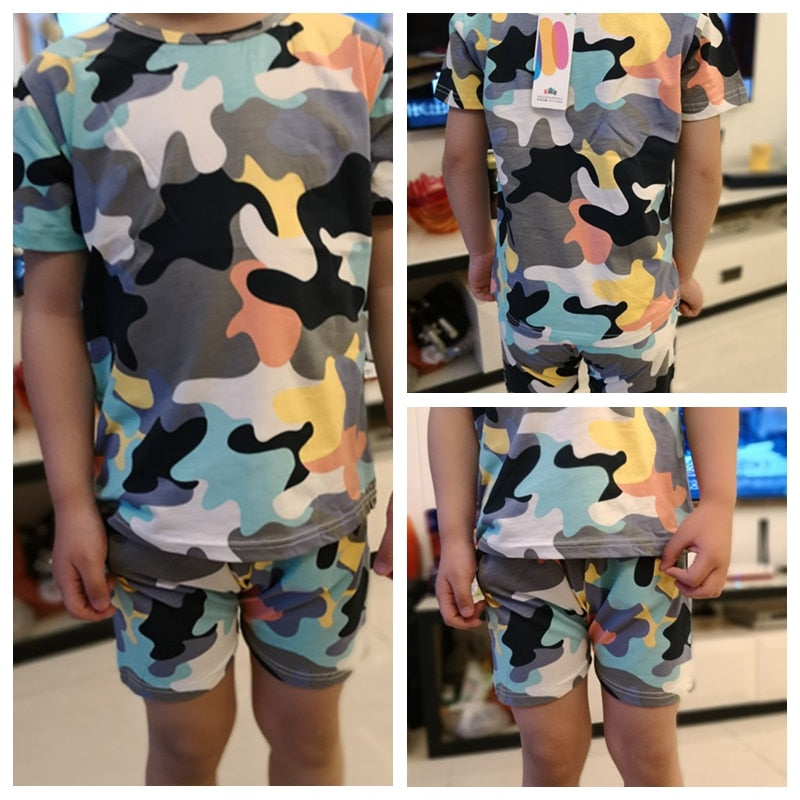 Boys Camouflage Top and Short Set