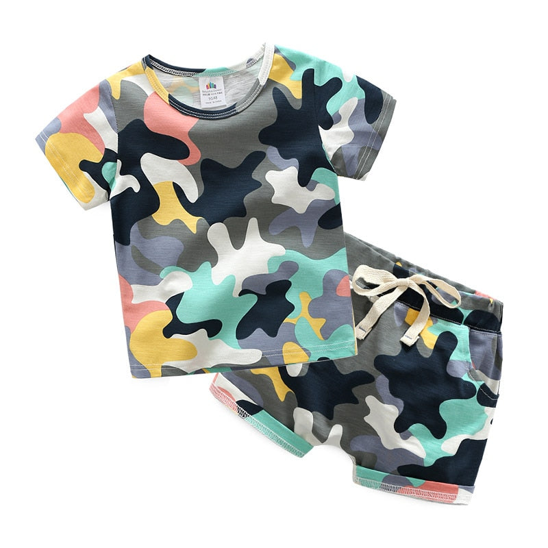 Boys Camouflage Top and Short Set