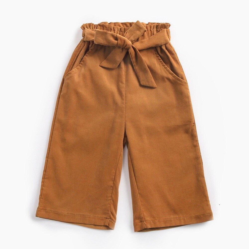 Girls Corduroy Bow Belt Trousers