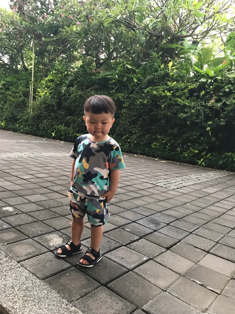 Boys Camouflage Top and Short Set