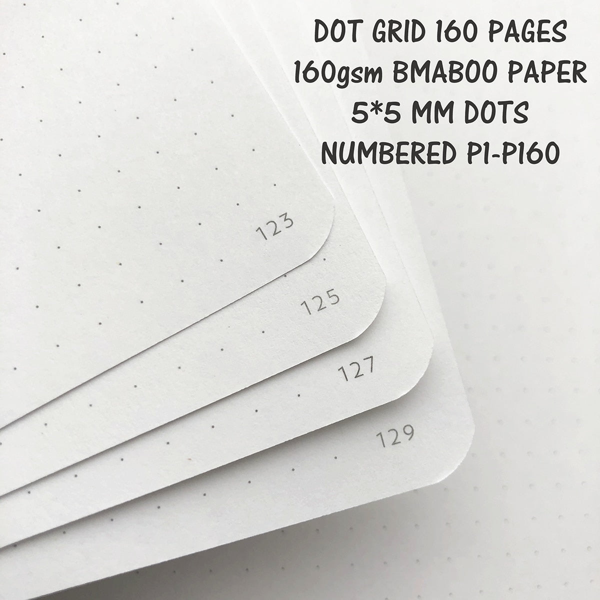 Bullet Journal Dot Grid Notebook 160 Pages 5x5