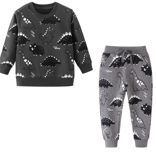 Black and Grey Dinosaur Tracksuit