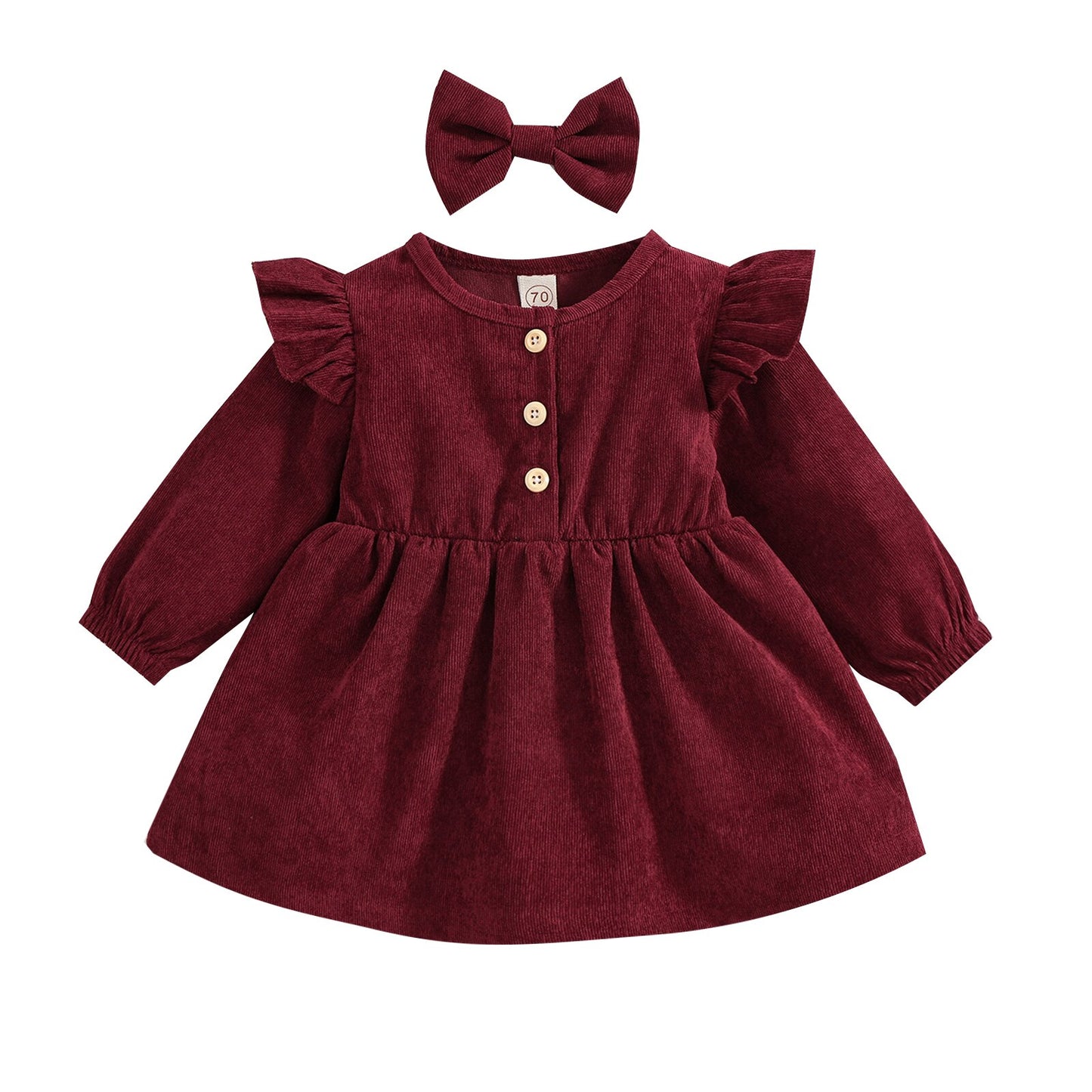 Girls Long Sleeve Ruffle Dress