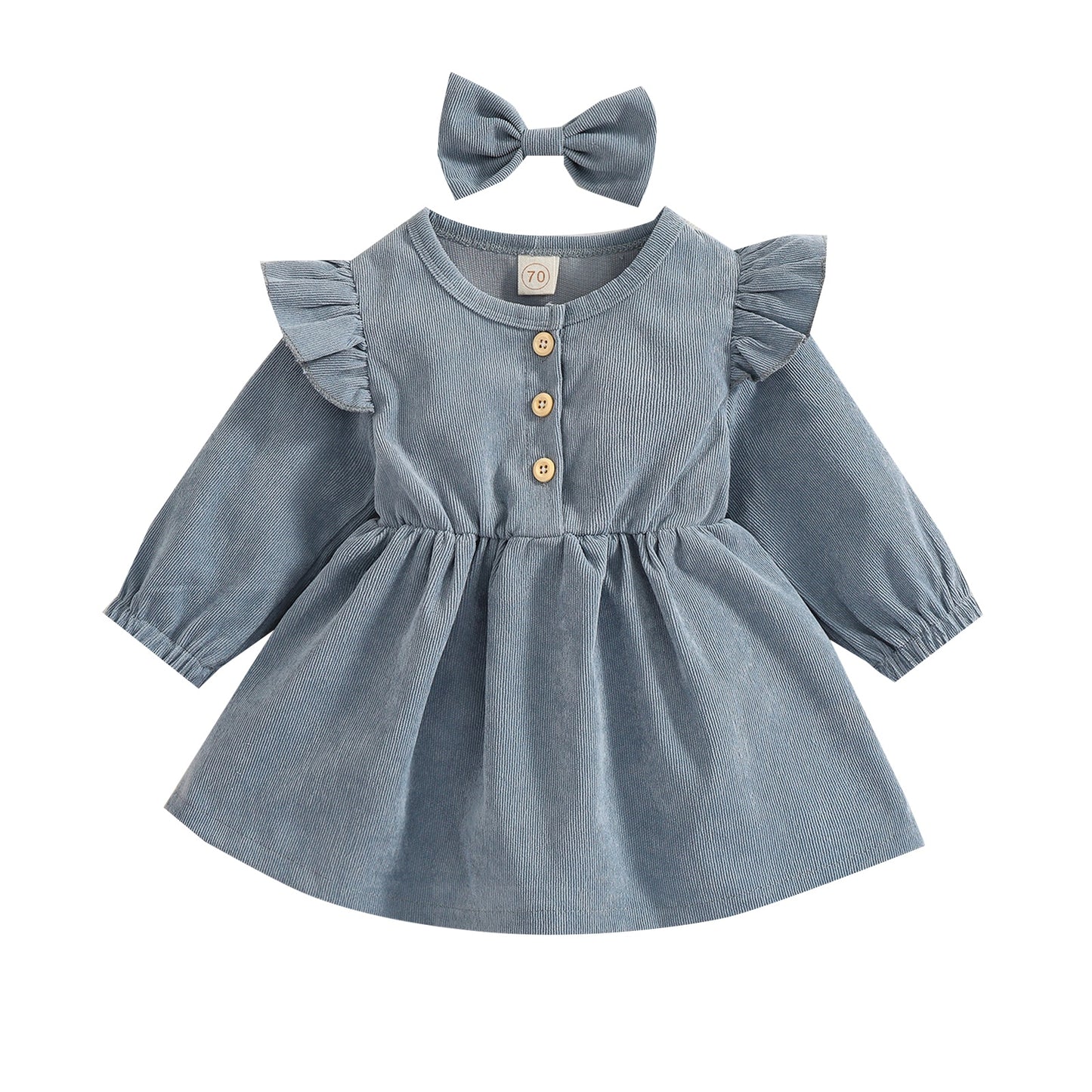 Girls Long Sleeve Ruffle Dress