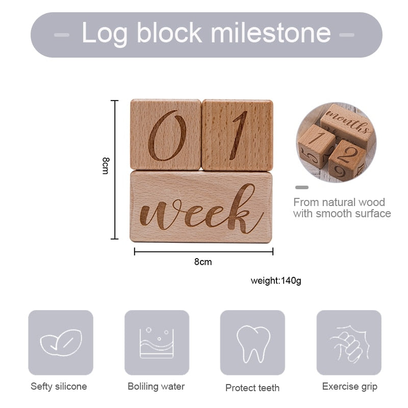 Baby Milestone Wooden Blocks