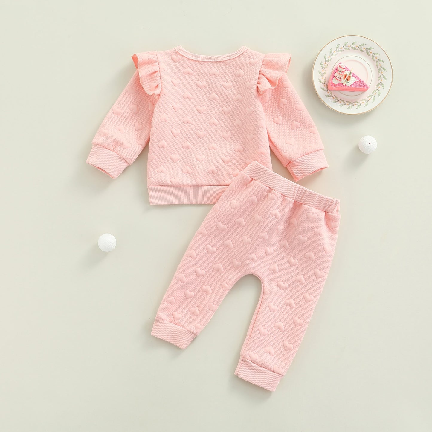 Girls Pink Heart Lounge Set