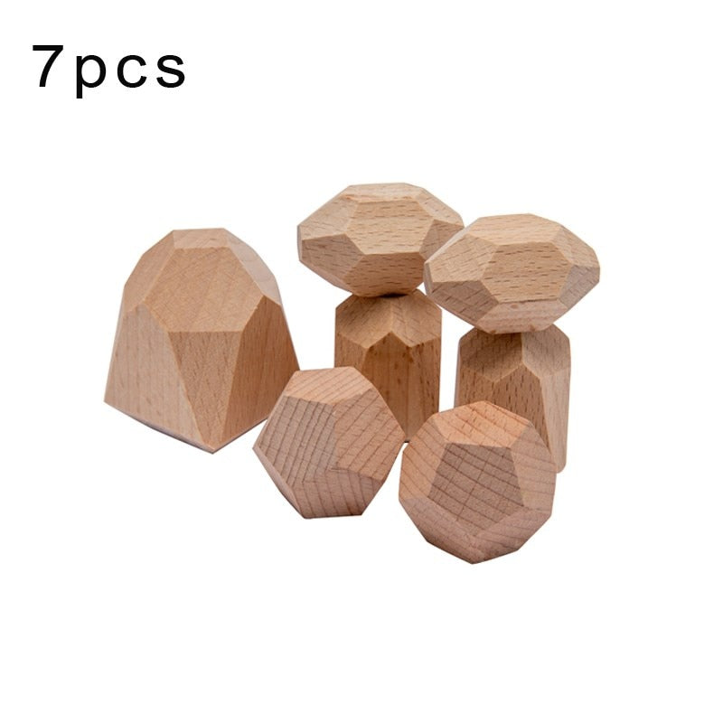 Wooden Rainbow Stones Building Blocks