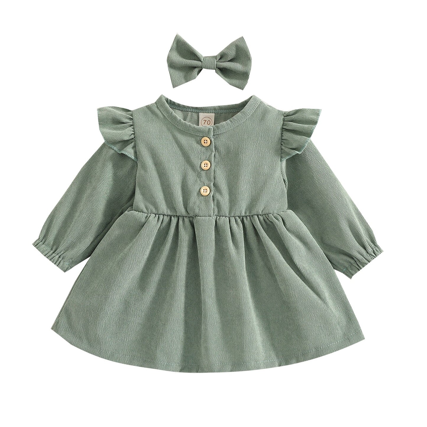 Girls Long Sleeve Ruffle Dress