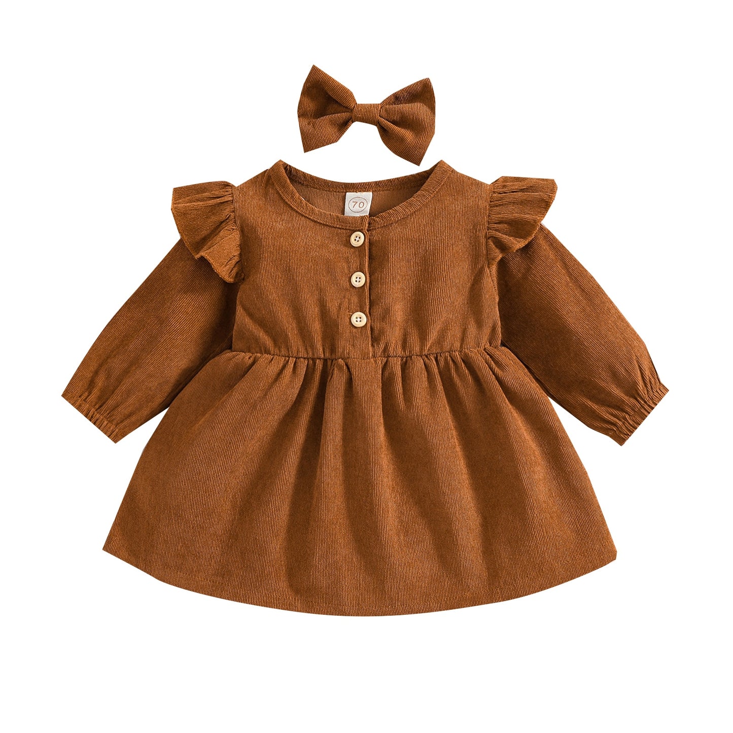 Girls Long Sleeve Ruffle Dress