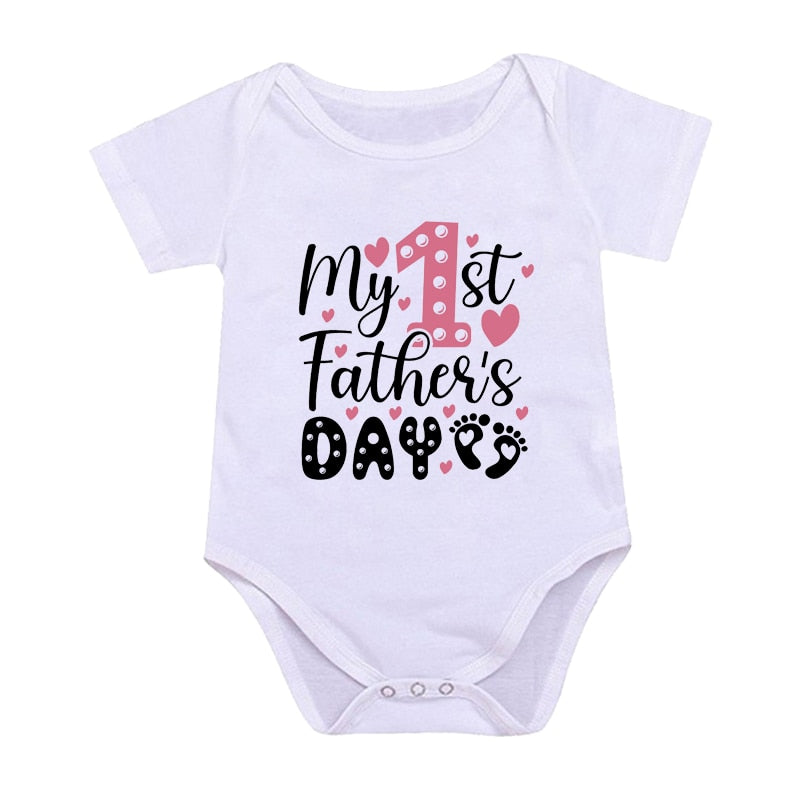 1st Father Day Print Baby Vest