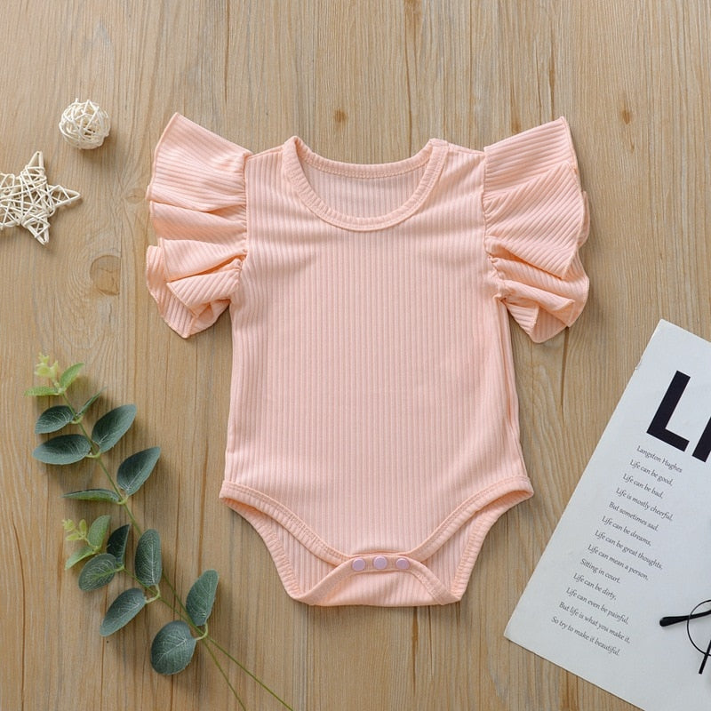 Baby Girl Ribbed Romper