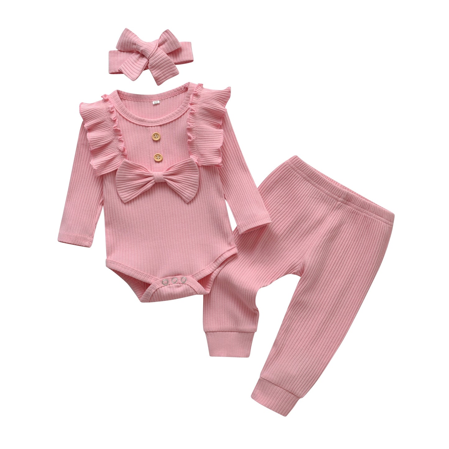 Ribbed Set Ruffles Clothing Set