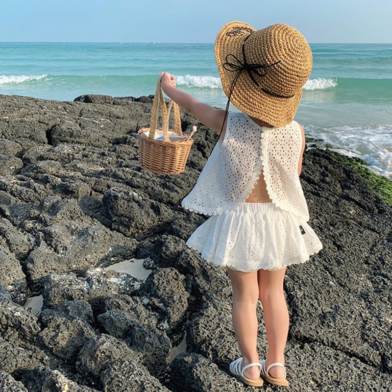 Girls Short Sleeved White Top