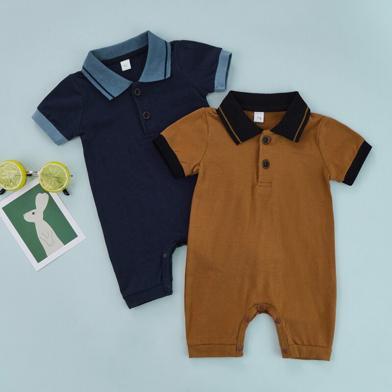 Baby Boy Lapel Short-sleeve Romper