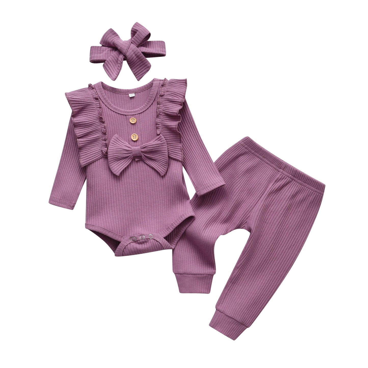 Ribbed Set Ruffles Clothing Set