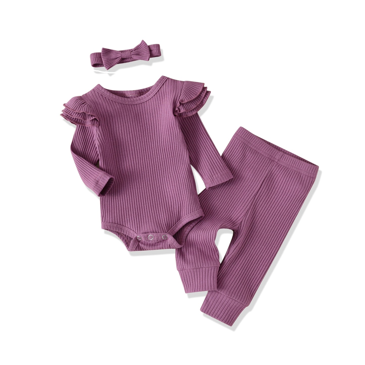 Ribbed Set Ruffles Clothing Set