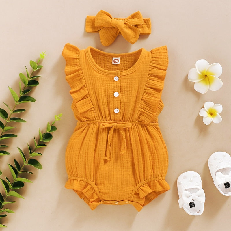 Summer Baby Girls Romper + Headband