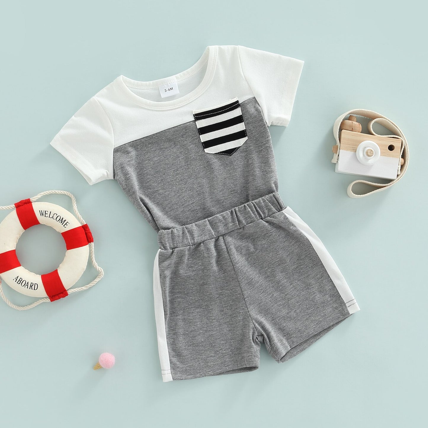 Striped T-shirt And Shorts Set