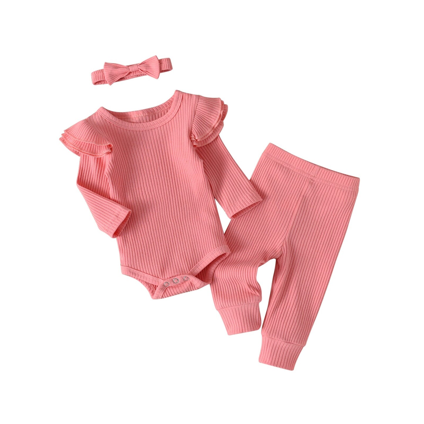 Ribbed Set Ruffles Clothing Set