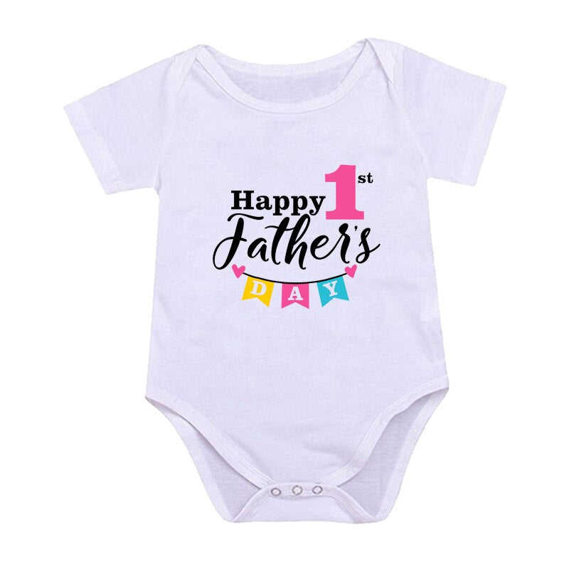 1st Father Day Print Baby Vest