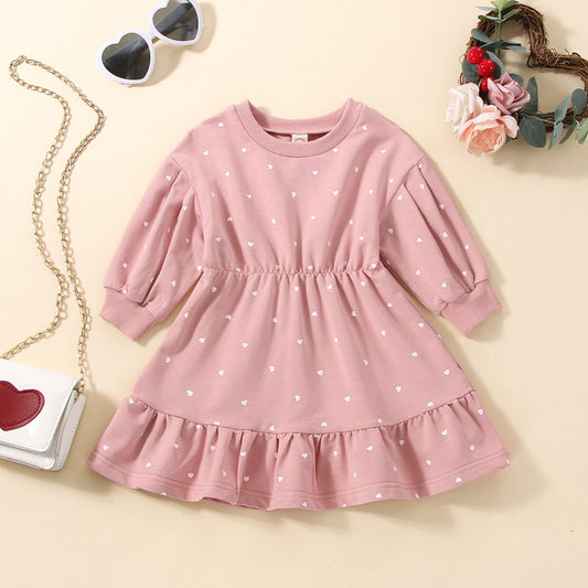 Girls Pink Heart Summer Dress