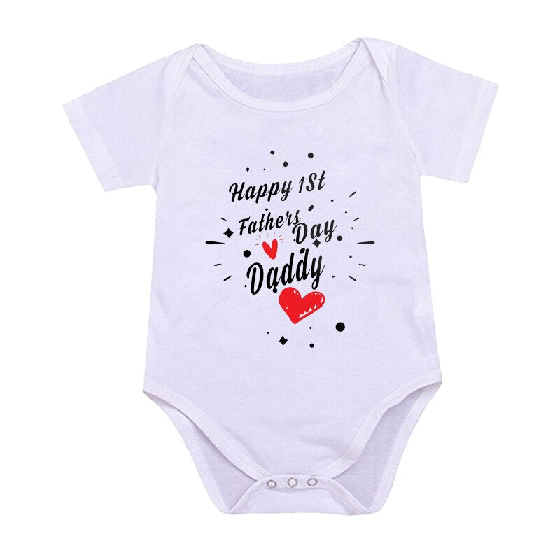 1st Father Day Print Baby Vest