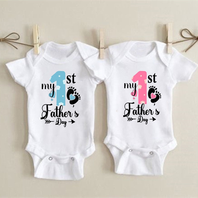 1st Father Day Print Baby Vest