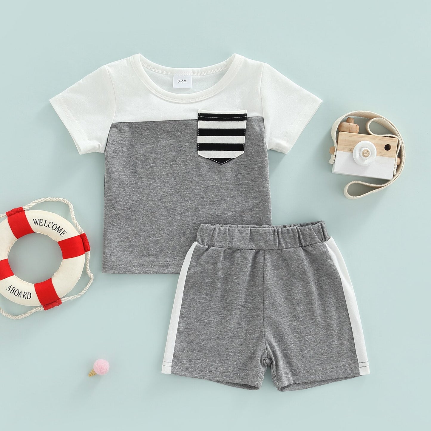 Striped T-shirt And Shorts Set