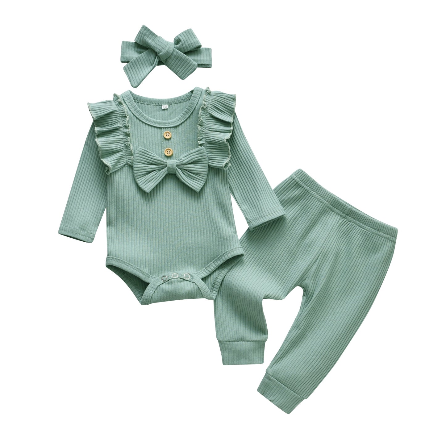 Ribbed Set Ruffles Clothing Set