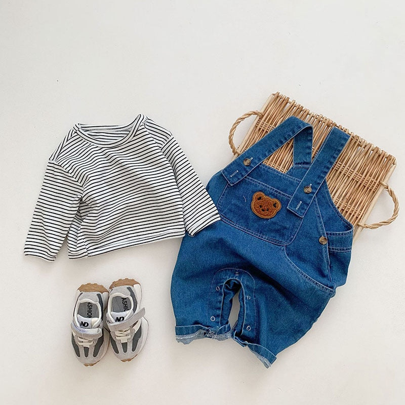 Childrens Denim Bear Dungarees