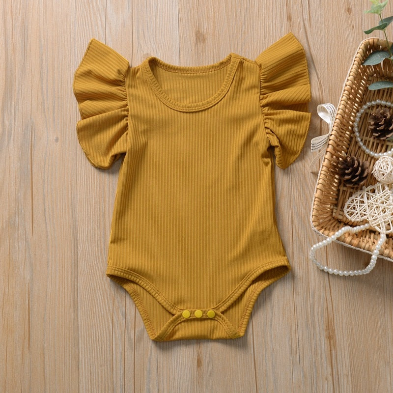 Baby Girl Ribbed Romper