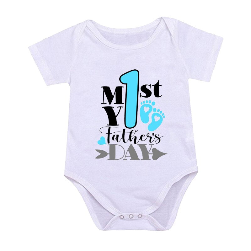 1st Father Day Print Baby Vest