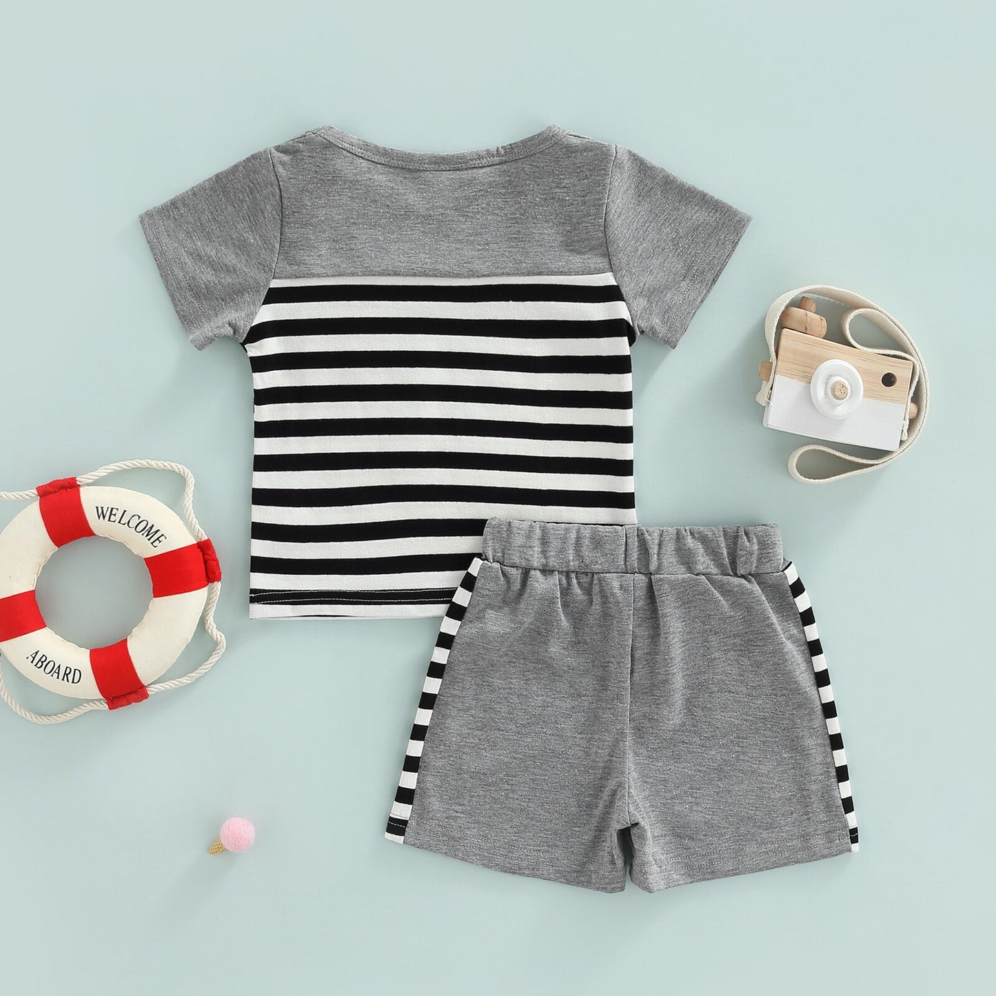 Striped T-shirt And Shorts Set