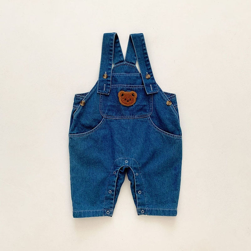 Childrens Denim Bear Dungarees